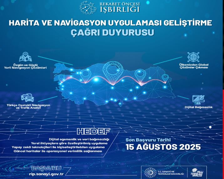 Harita ve Navigasyon Uygulaması Geliştirme Projeleri Çağrı Duyurusu